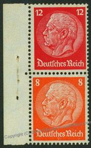 Germany 1933 Hindenburg Michel S110 MH Wmk Net Se-Tenant Zusammendruck 53316