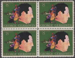 1973 George Gershwin Block of 4 8c Postage Stamps, Sc# 1484, MNH, OG