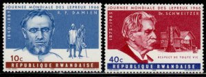 Rwanda #143-44 ~ Short Set 2 /4 ~ Doctors, Lepers ~ Unused, LHM  (1966)