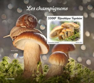 Togo 2019 MNH Mushrooms Stamps Flammulina Fungi Nature 1v S/S