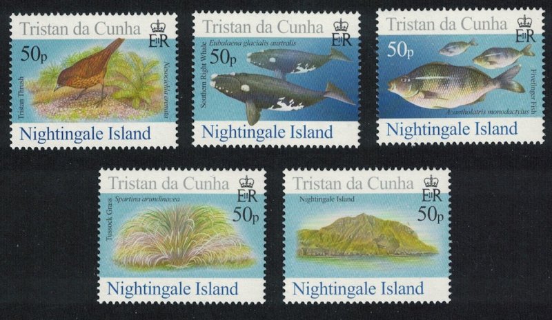 Tristan da Cunha Thrush Bird Whales Fish Nightingale Island 4th Series 5v