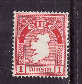 Ireland-Sc#107-unused hinged 1p carmine rose-Map of Ireland-1941-