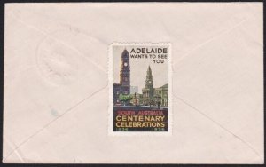 AUSTRALIA 1936 cover ex Rosebank NSW to NZ with Adelaide cinderella........A8733