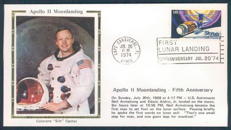 Apollo 11 Moonlanding Anniversary  - Colorano Silk Cachet...