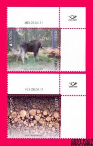 ESTONIA 2011 Europa CEPT Forests Nature Fauna Animals Elk 2v Sc670-671 Mi694-695