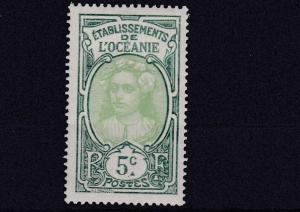 FRENCH POLYNESIA  1913 - 15  5C  GREEN & YELLOW GREEN    MH