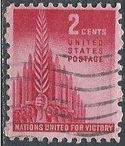 US 907 (used) 3¢ allegory of victory (1943)