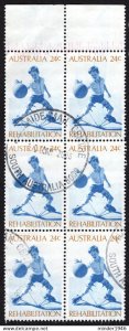 AUSTRALIA 1972 QEII 24c Block of 6, Multicoulered, Rehabilitation of the Disa...