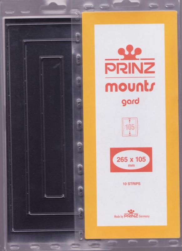 Prinz Black Stamp Mounts gard 265/105 10 Strips 