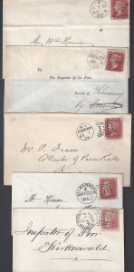UK GB 1860s 70s COLLECTION OF 5 NEAT DUPLEX TOWN CANCELS ALL DIFF TOWNS FRANKED