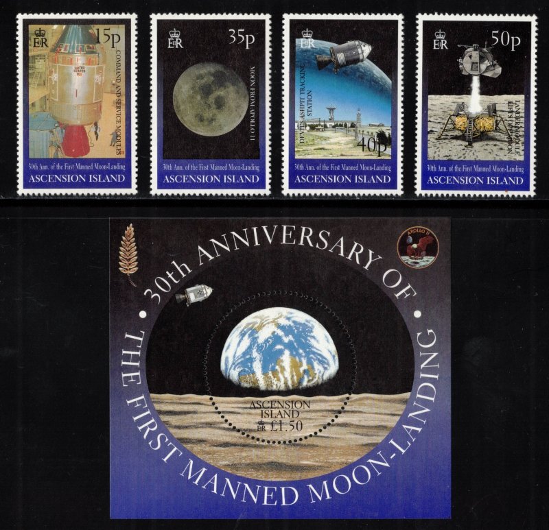 ASCENSION 1999 Moon Landing Anniversary; Scott 731-35, SG 776-80; MNH