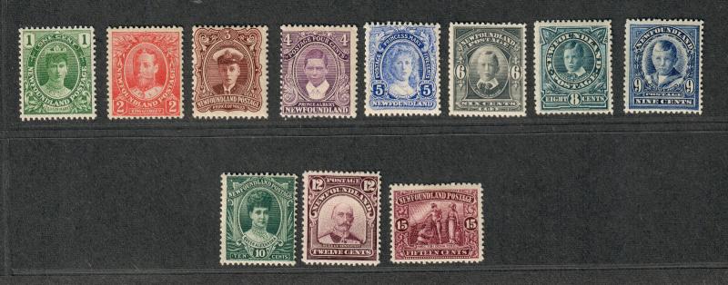 Newfoundland Sc#104-114 M/H/F-VF, Complete Set, Cv. $369