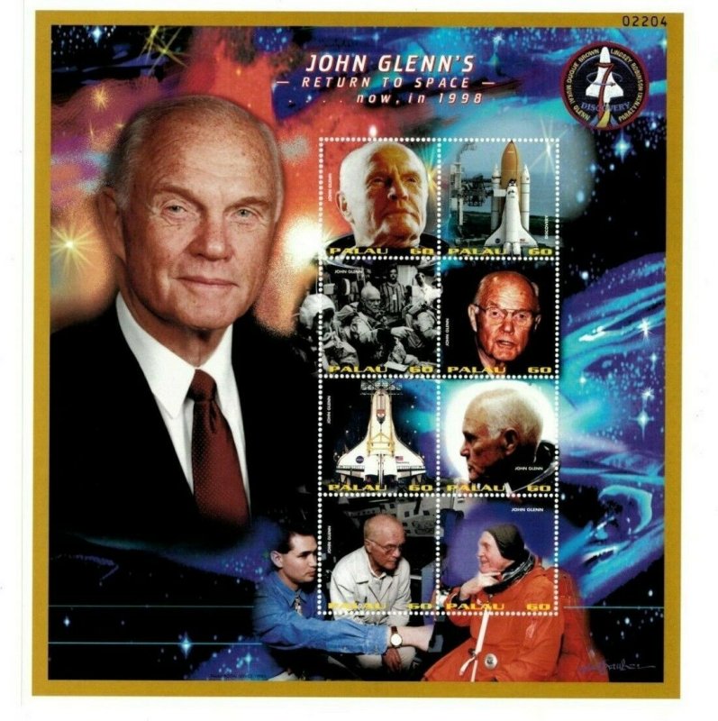 Palau 1998 - John Glenn - Space Shuttle - Sheet of 8 Stamps - Scott #476 - MNH