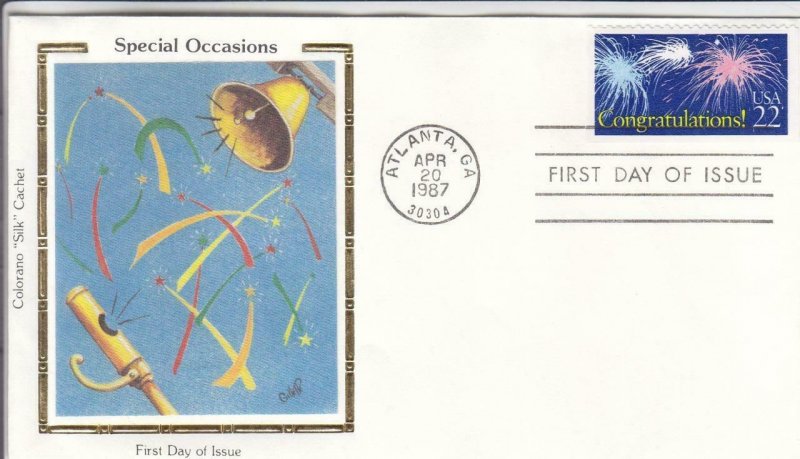 1987, Special Occasions-Congratulations, Colorano Silk, FDC (D15111)