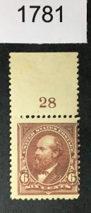 US STAMPS # 256 PLATE SINGLE MINT OG NH CAT. $500 LOT #1781