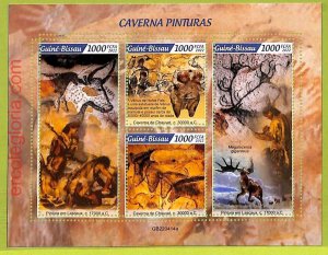 B0449 - GUINE-BISSAU - MISPERF ERROR Stamp Sheet - 2022 - Prehistory Paintings-