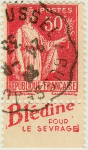 FRANCE - 1933 pub BLÉDINE (sevrage) /Yv.283 50c Paix t.I CàD USSEL à BUSSEAU