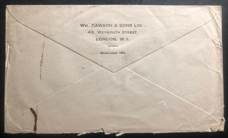 1944 London England Commercial Cover To Washington DC Usa Perfin Stamp