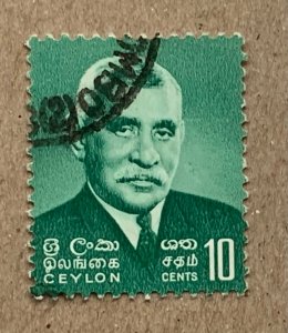 Ceylon 1966 10c Senanayake, used. Scott 390, CV $0.25. SG 486