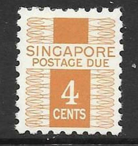 SINGAPORE SGD3 1968 4c YELLOW -ORANGE POSTAGE DUE MNH