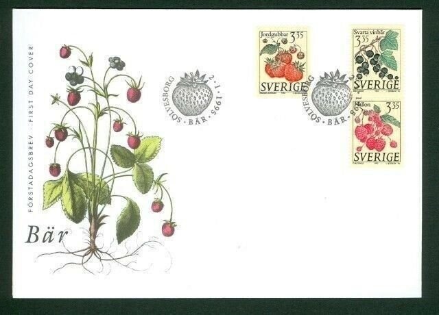 Sweden.  FDC 1995 Cachet.  Berries. Engraver  Lars  Sjooblom