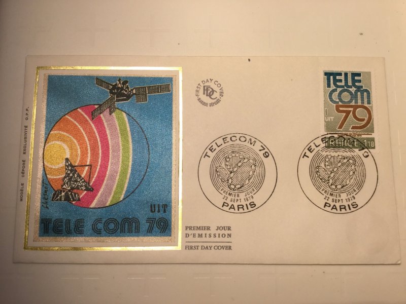 France Colorano silk FDC, 22 sept 1979, Telecom 79, Paris