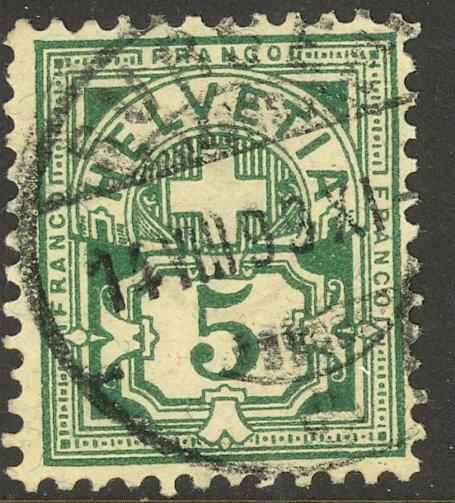 SWITZERLAND 1905 5c Green Numeral Issue Sc 115 VFU