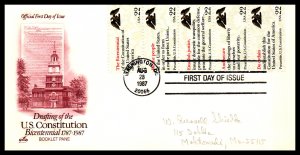 US 2359a Constitution Booklet Pane Artcraft Pencil FDC