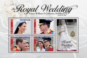 SAINT KITTS 2011 - ROYAL WEDDING OF WILLIAM AND KATE SHEET OF 5 STAMPS MNH