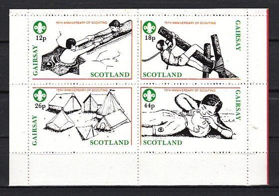 Gairsay, 1982 Scotland Local issue. 75th Anniversary of Scouting sheet of 4.