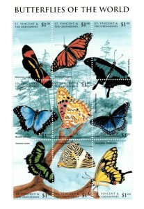 St. Vincent 1998 SC# 2539 Butterflies of the World - Sheet of 9 Stamps - MNH