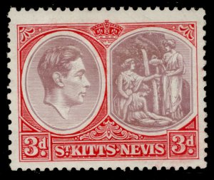 ST KITTS-NEVIS GVI SG73a, 3d brown-purple & carmine-red, M MINT. Cat £42. CHALKY