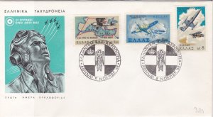 Greece 1968 Pilot Picture Angel Slogan Aeroplane Flight Stamps Cover Ref 25009