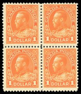 CANADA 122 Mint $1 F-VF NH/LH Block of Four Unitrade $1,200.00 - Stuart Katz