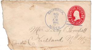 United States Mexico Shiprock 1909 blue 4a-bar Type 1  Postal Stationery Enve...