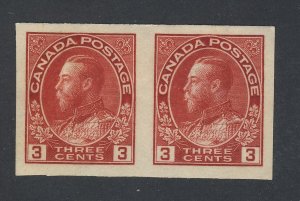 Canada WW1 Admiral Imperf Stamps;  #138-3c Pair MNG VF