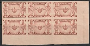 Cuba 1942 Sc 369 imperf corner block of 6 MNGAI(*) NH**