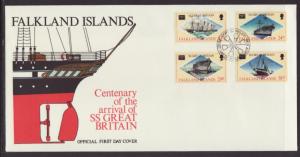 Falkland Islands 446-449 SS Great Britain,Ship U/A FDC