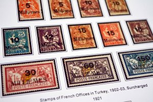 COLOR PRINTED FRENCH OFFICES ABROAD 1885-1944 STAMP ALBUM PAGES (66 ill. pages)