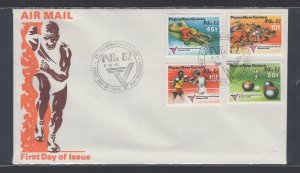 Papua New Guinea #571-74 (1982 Commonwealth Games set) unaddressed cachet FDC