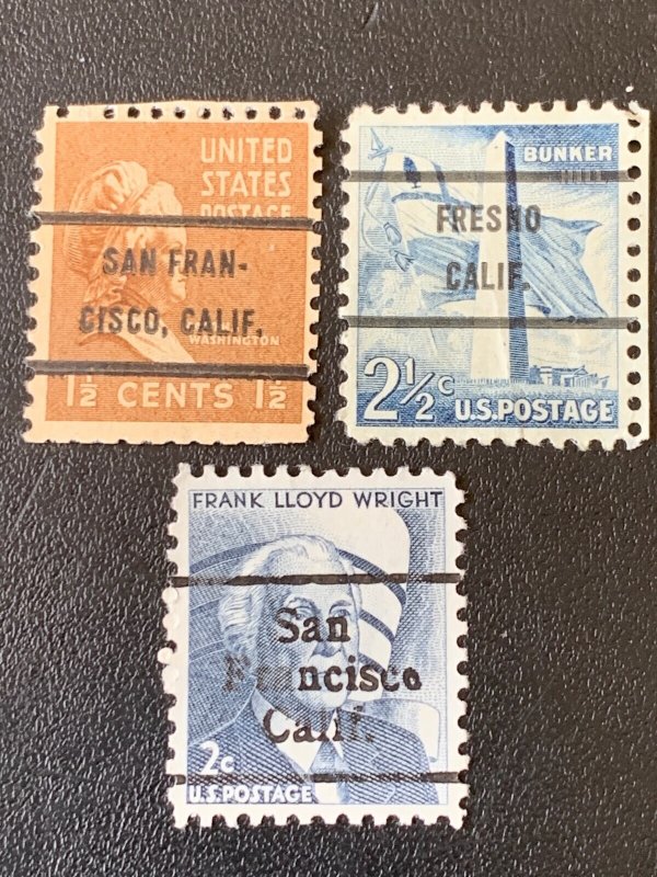 Stamps US 285, Scott # 805, 1034, 1280, Pre-cancels,  used, See Picture