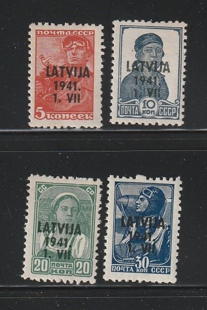Latvia 1N14-1N15, 1N17-1N18 MH Under German Occupation (B)
