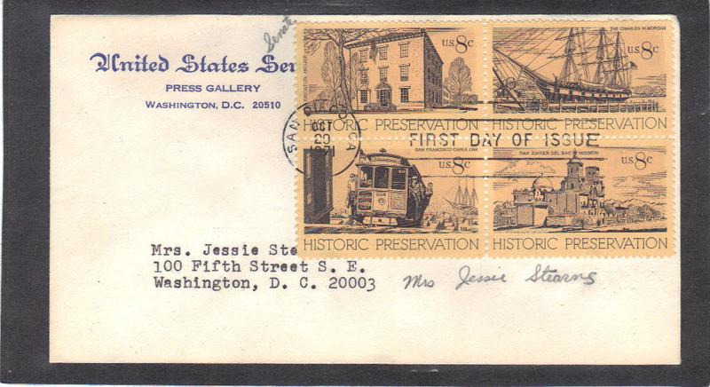 Senate 1440-1443 8c Preservation FDC (No Cachet-Typed/A) CV41050