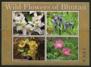 BHUTAN 2014  SCOTT #1495/96 WILD FLOWERS SHEET SET  MINT NEVER HINGED