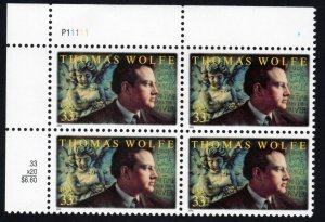 SCOTT  3444  THOMAS WOLFE  33¢  PLATE BLOCK OF 4  MNH