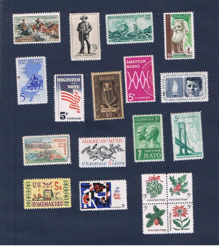  #1242-1260 MNH OG 1964 Commemoratives Complete Free S/H
