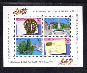 SWITZERLAND #B563 1990 NATIONAL PHILATELIC EXIB. MINT VF NH O.G S/S4 aa