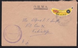 TONGA 1972 local cover ex NUKUALOFA - 1s Banana official self adhesive.....a4751