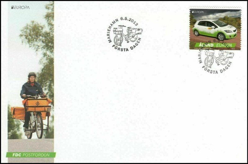 Aland Finland FDC 2013 europa electric toyota van postman postal superb used 