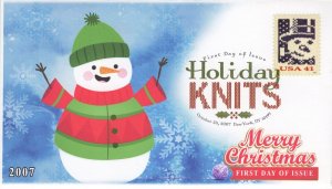 AO-4209-1, 2007, Holiday Knits, Snowman, Digital Color Postmark, First Day Cover